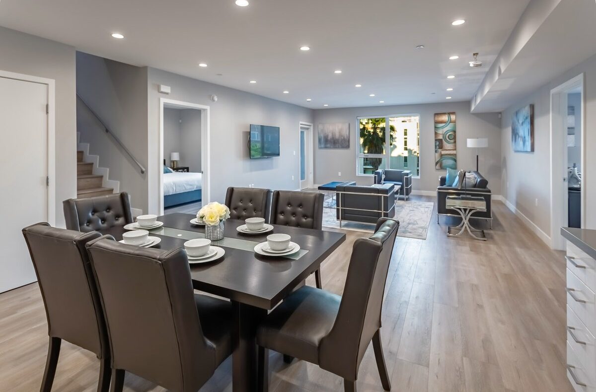 Open living and dining area in a StayHW condo
